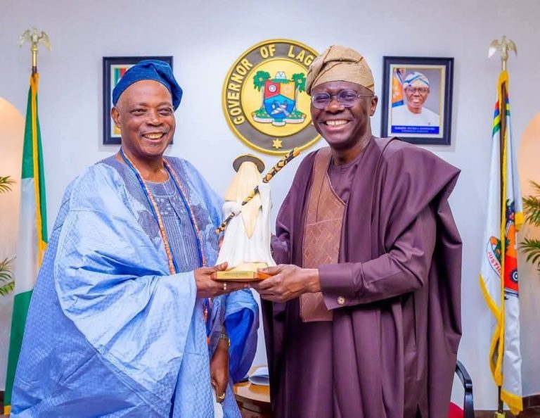 SANWO-OLU HOSTS OLUBADAN OF IBADANLAND AT LAGOS HOUSE, MARINA