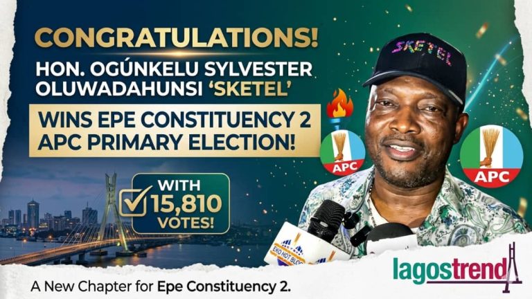 HON. OGÚNKELU SYLVESTER OLUWADAHUNSI (SKETEL) APPRECIATES EPE CONSTITUENCY II RESIDENTS, APC SUPPORTERS, AND EREDO FOR MASSIVE SUPPORT